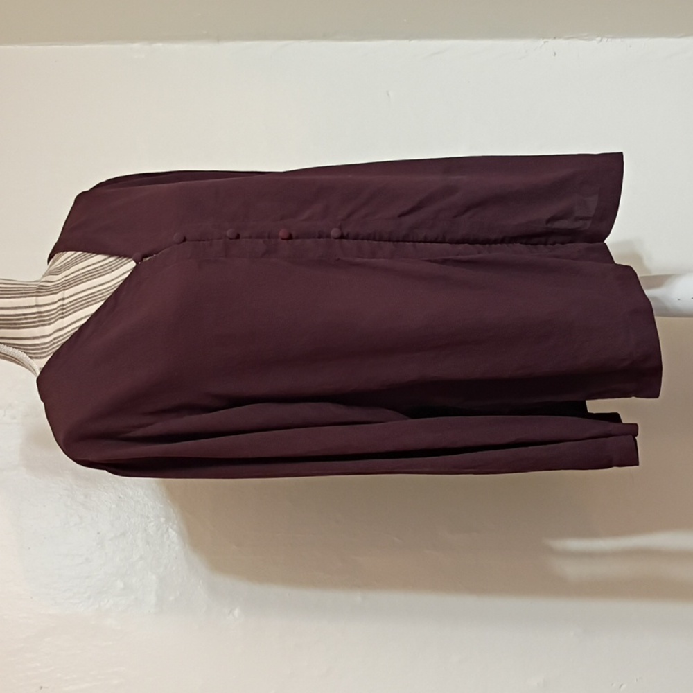 Eileen Fisher Vintage Eggplant 100% Silk V-neck Front Button Blouse Size M